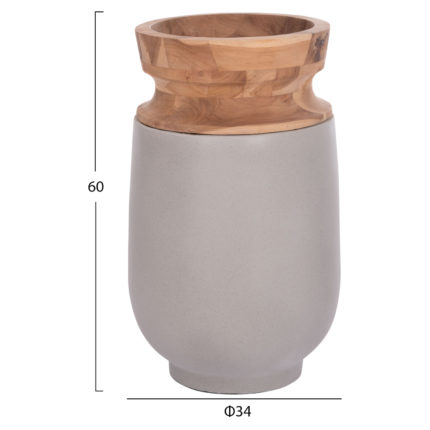 ΔΙΑΚΟΣΜΗΤΙΚΟ ΒΑΖΟ ΔΑΠΕΔΟΥ LINTER HM4662.03S FIBER CEMENT ΓΚΡΙ--ΞΥΛΟ ΤΕΑΚ Φ34x60Υεκ.-2