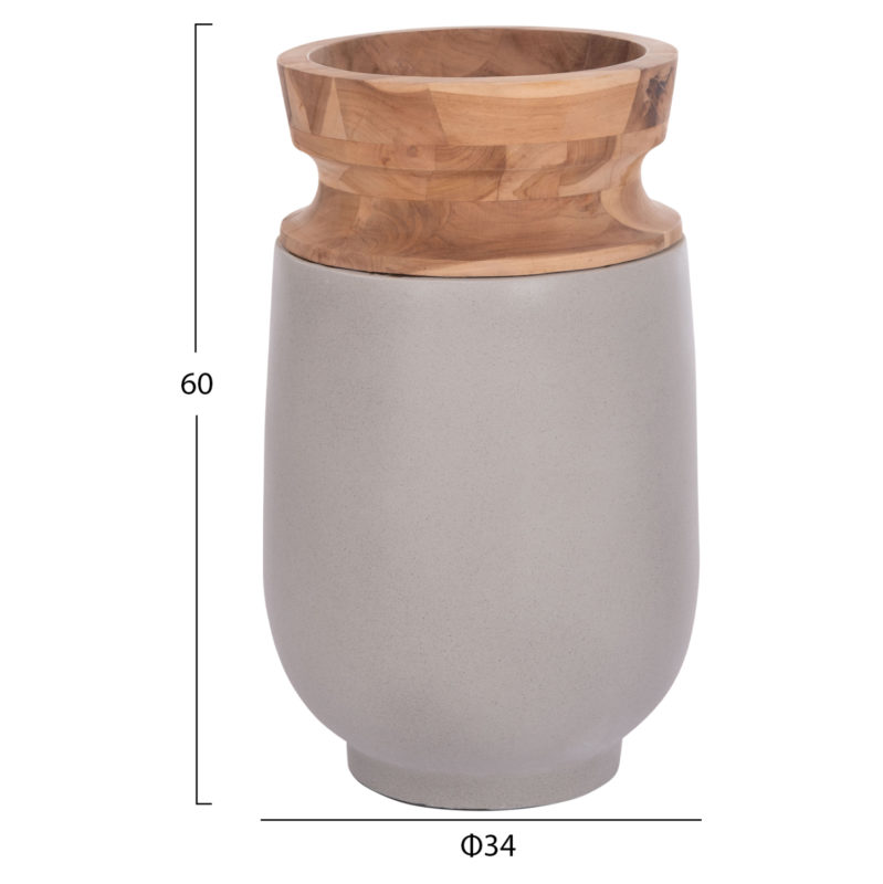 ΔΙΑΚΟΣΜΗΤΙΚΟ ΒΑΖΟ ΔΑΠΕΔΟΥ LINTER HM4662.03S FIBER CEMENT ΓΚΡΙ--ΞΥΛΟ ΤΕΑΚ Φ34x60Υεκ.-2