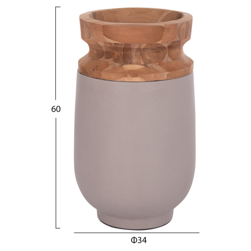 ΔΙΑΚΟΣΜΗΤΙΚΟ ΒΑΖΟ ΔΑΠΕΔΟΥ LINTER HM4662.05S FIBER CEMENT ΓΚΡΙ ΜΑΤ--ΞΥΛΟ ΤΕΑΚ Φ34x60Υεκ-2