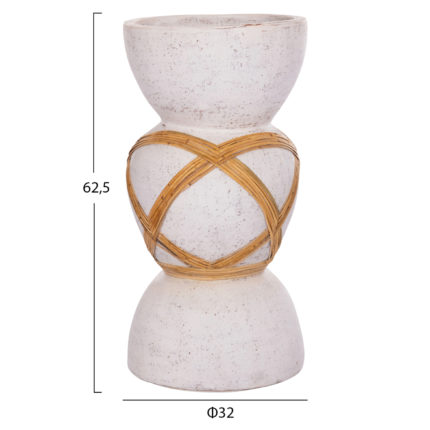 ΔΙΑΚΟΣΜΗΤΙΚΟ ΒΑΖΟ ΔΑΠΕΔΟΥ MAYNARD HM4672.02L FIBER CEMENT ΛΕΥΚΟ--RATTAN Φ32x62.5Υεκ.-2