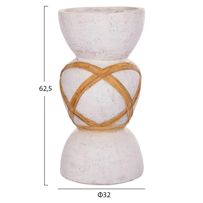 ΔΙΑΚΟΣΜΗΤΙΚΟ ΒΑΖΟ ΔΑΠΕΔΟΥ MAYNARD HM4672.02L FIBER CEMENT ΛΕΥΚΟ--RATTAN Φ32x62.5Υεκ.-2