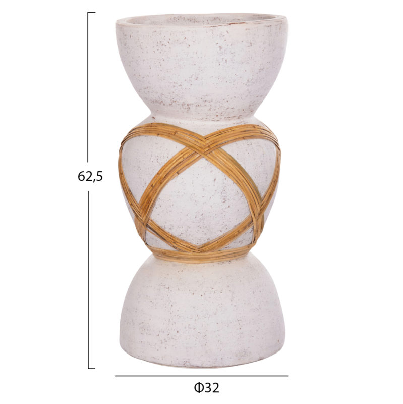 ΔΙΑΚΟΣΜΗΤΙΚΟ ΒΑΖΟ ΔΑΠΕΔΟΥ MAYNARD HM4672.02L FIBER CEMENT ΛΕΥΚΟ--RATTAN Φ32x62.5Υεκ.-2