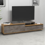 ΕΠΙΠΛΟ TV LEIS HM18186 ΜΕΛΑΜΙΝΗ ΣΕ ΦΥΣΙΚΟ ΞΥΛΟΥ & ΟΨΗ ΓΚΡΙ ΜΑΡΜΑΡΟ 180x35x42Υεκ.-2