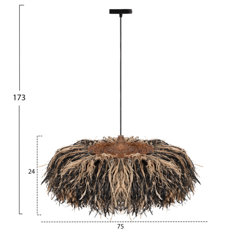 ΦΩΤΙΣΤΙΚΟ ΟΡΟΦΗΣ ORDEM HM4715 ΚΑΠΕΛΟ ΙΝΕΣ SISAL & ΜΠΑΝΑΝΑΣ-ΜΑΥΡΟ & ΦΥΣΙΚΟ Φ75εκ-2