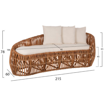 ΚΑΝΑΠΕΣ-ΑΝΑΚΛΙΝΤΡΟ LANTRY HM5991 ΦΥΣΙΚΟ RATTAN- ΛΕΥΚΑ ΜΑΞΙΛΑΡΙΑ 215x60x78Yεκ.-2