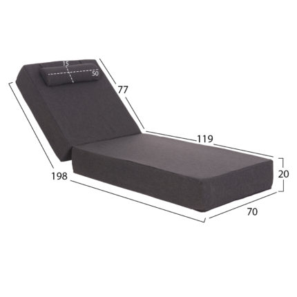 ΜΑΞΙΛΑΡΙ ΞΑΠΛΩΣΤΡΑΣ KIHEI HM21094.03 OLEFIN ΣΚΟΥΡΟ ΓΚΡΙ ΜΕ FOAM 198x70x20Υεκ-2