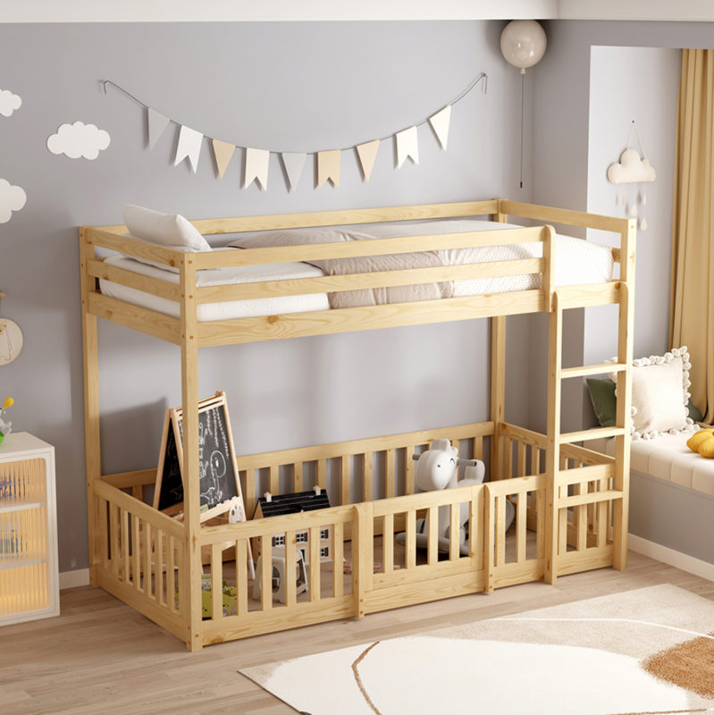 ΠΑΙΔΙΚΗ ΚΟΥΚΕΤΑ ΜΕ ΠΑΡΚΑΚΙ PLAYKID HM703.01 ΞΥΛΟ ΠΕΥΚΟΥ ΦΥΣΙΚΟ ΓΙΑ 190x90εκ-2