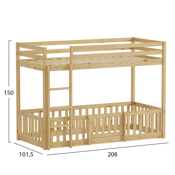 ΠΑΙΔΙΚΗ ΚΟΥΚΕΤΑ ΜΕ ΠΑΡΚΑΚΙ PLAYKID HM703.01 ΞΥΛΟ ΠΕΥΚΟΥ ΦΥΣΙΚΟ ΓΙΑ 190x90εκ-3