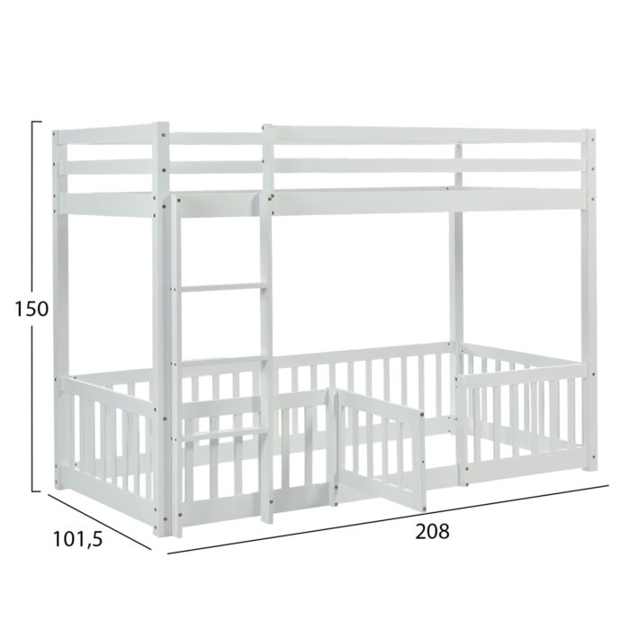 ΠΑΙΔΙΚΗ ΚΟΥΚΕΤΑ ΜΕ ΠΑΡΚΑΚΙ PLAYKID HM703.03 ΞΥΛΟ ΠΕΥΚΟΥ ΛΕΥΚΟ ΓΙΑ 190x90εκ-3