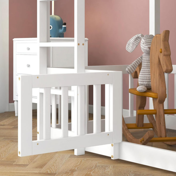ΠΑΙΔΙΚΗ ΚΟΥΚΕΤΑ ΜΕ ΠΑΡΚΑΚΙ PLAYKID HM703.03 ΞΥΛΟ ΠΕΥΚΟΥ ΛΕΥΚΟ ΓΙΑ 190x90εκ-5