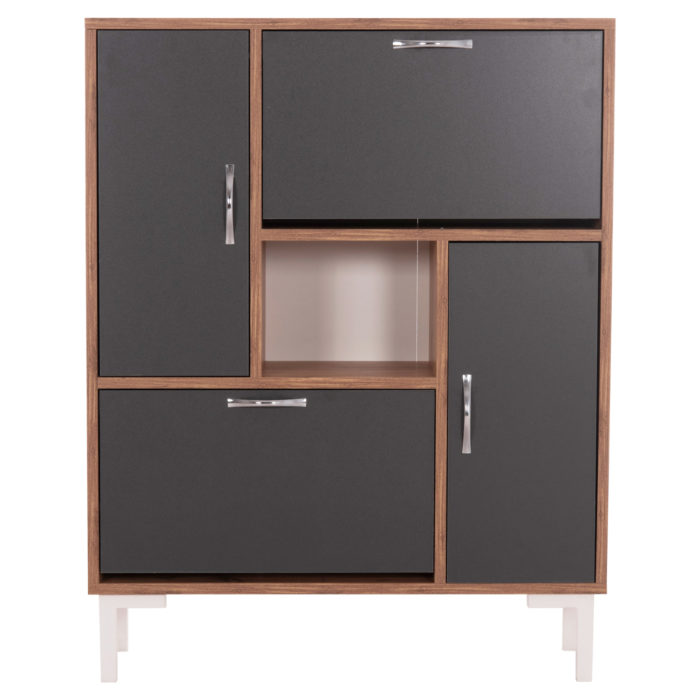 ΠΑΠΟΥΤΣΟΘΗΚΗ MEDY HM18187.02 ΜΕΛΑΜΙΝΗ ΣΕ ΦΥΣΙΚΟ & ΑΝΘΡΑΚΙ-ΜΑΥΡΑ ΠΟΔΙΑ 85x30x108.5Υεκ-4