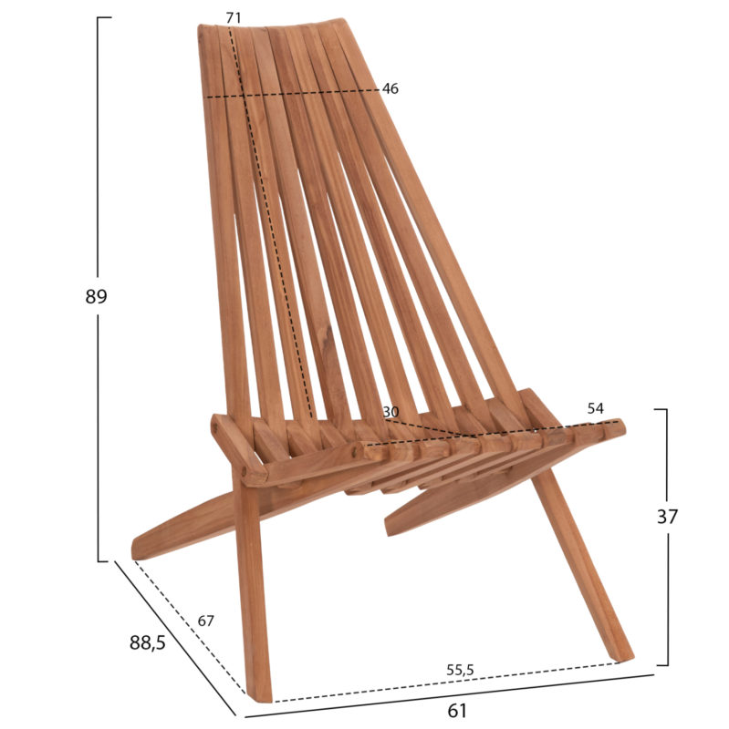 ΠΟΛΥΘΡΟΝΑ LOUNGE ΠΤΥΣΣΟΜΕΝΗ SHIGAO HM18112 ΞΥΛΟ TEAK--ΦΥΣΙΚΟ 61x88.5x89Υεκ.-2
