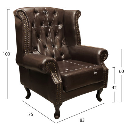 ΠΟΛΥΘΡΟΝΑ-ΜΠΕΡΖΕΡΑ T.CHESTERFIELD POLINA HM0053.01 PU ΣΚ.ΚΑΦΕ 83x75x107 εκ.-2