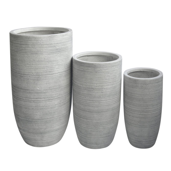 ΣΕΤ 3ΤΜΧ ΓΛΑΣΤΡΕΣ ΚΥΛΙΝΔΡΟΙ ΣΕΙΡΑ GARDENER HM4721 FIBERCLAY-ΧΡΩΜΑ CEMENT Φ42.5x78.5Υεκ