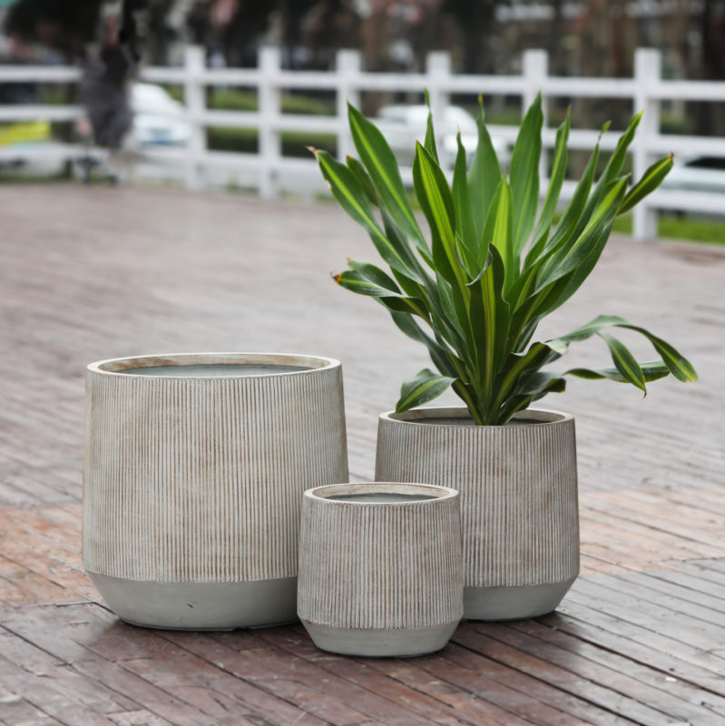 ΣΕΤ 3ΤΜΧ ΓΛΑΣΤΡΕΣ ΣΤΡΟΓΓΥΛΕΣ ΣΕΙΡΑ GARDENER HM4724 FIBERCLAY-ΧΡΩΜΑ CEMENT Φ59x55Υεκ-2