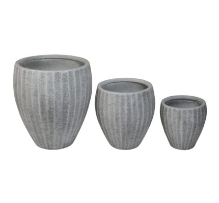 ΣΕΤ 3ΤΜΧ ΓΛΑΣΤΡΕΣ ΣΤΡΟΓΓΥΛΕΣ ΣΕΙΡΑ GARDENER HM4728 FIBERCLAY-ΧΡΩΜΑ CEMENT Φ49.5x56Υεκ