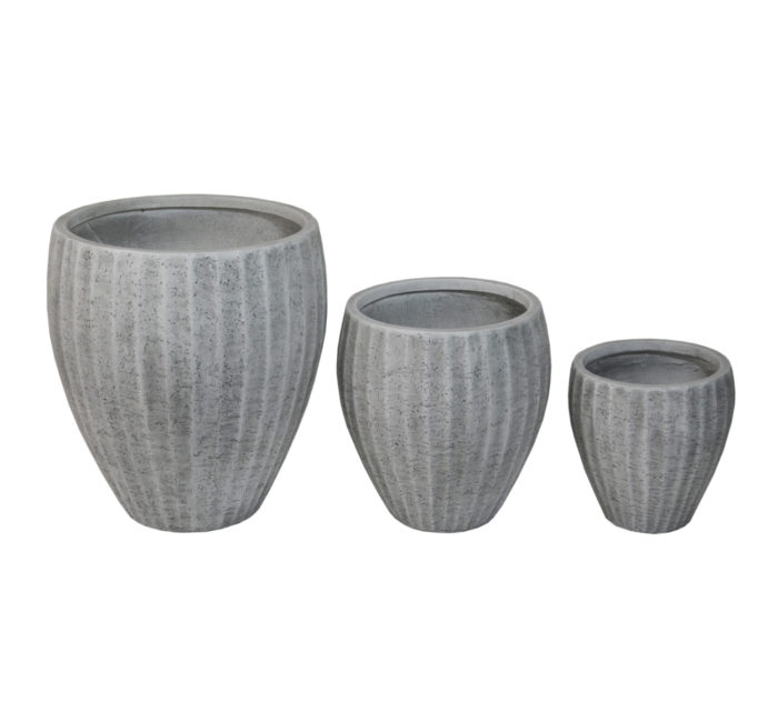 ΣΕΤ 3ΤΜΧ ΓΛΑΣΤΡΕΣ ΣΤΡΟΓΓΥΛΕΣ ΣΕΙΡΑ GARDENER HM4728 FIBERCLAY-ΧΡΩΜΑ CEMENT Φ49.5x56Υεκ