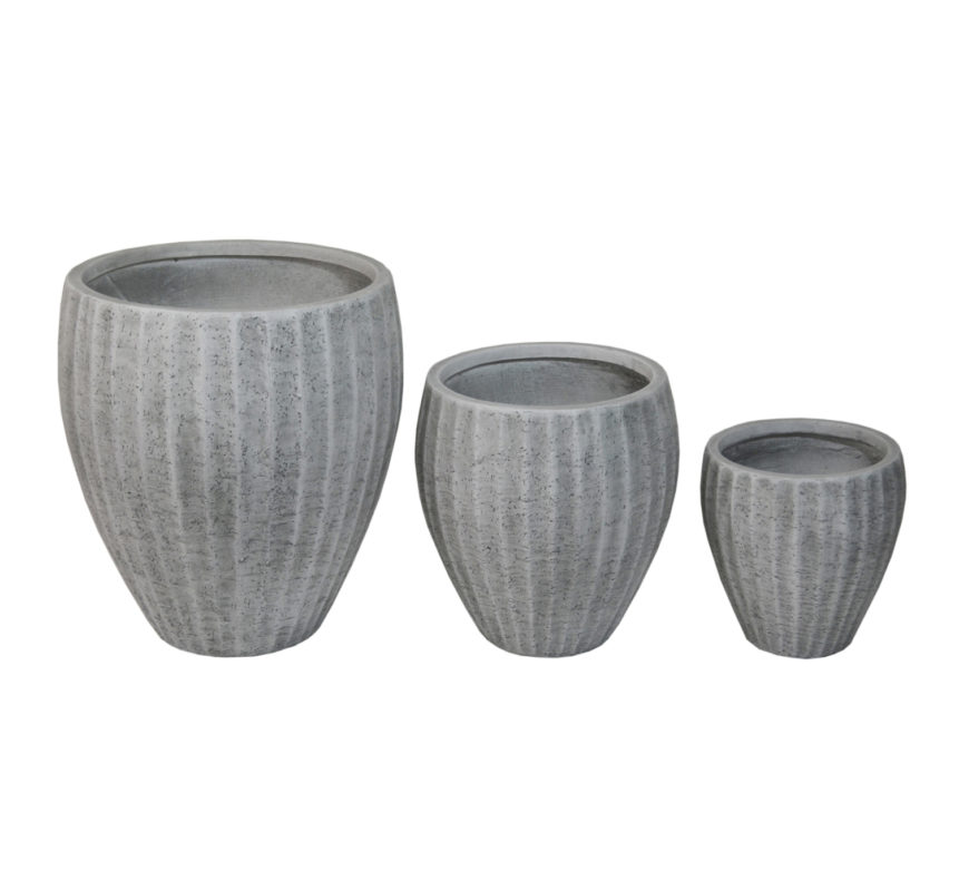 ΣΕΤ 3ΤΜΧ ΓΛΑΣΤΡΕΣ ΣΤΡΟΓΓΥΛΕΣ ΣΕΙΡΑ GARDENER HM4728 FIBERCLAY-ΧΡΩΜΑ CEMENT Φ49.5x56Υεκ