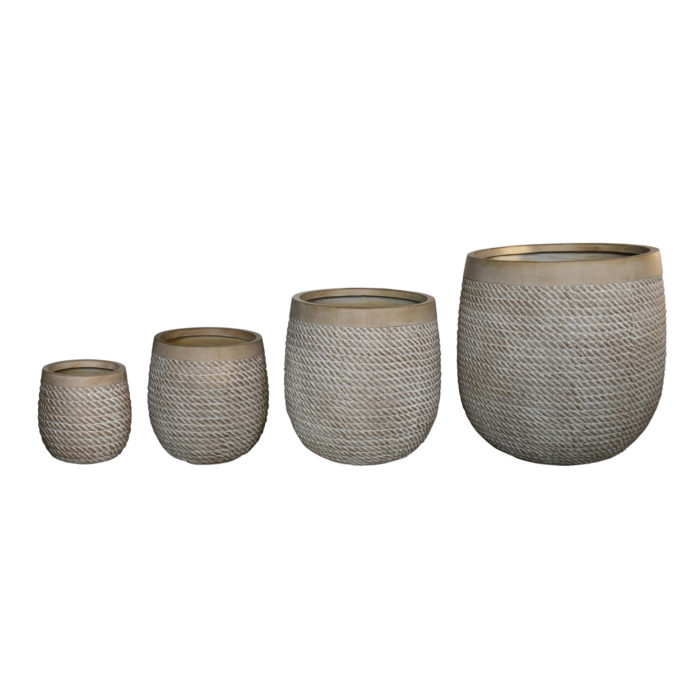 ΣΕΤ 4ΤΜΧ ΓΛΑΣΤΡΕΣ ΣΤΡΟΓΓΥΛΕΣ GARDENER HM4722 FIBERCLAY--IVORY CEMENT Φ56x54.5Υεκ