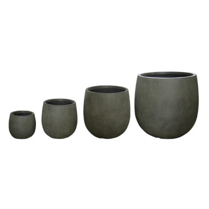 ΣΕΤ 4ΤΜΧ ΓΛΑΣΤΡΕΣ ΣΤΡΟΓΓΥΛΕΣ GARDENER HM4726 FIBERCLAY ΓΚΡΙΖΟΠΡΑΣΙΝΟ Φ55.5x53.5Υεκ