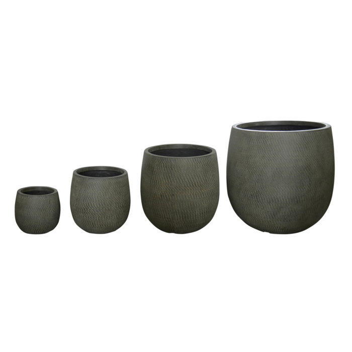 ΣΕΤ 4ΤΜΧ ΓΛΑΣΤΡΕΣ ΣΤΡΟΓΓΥΛΕΣ GARDENER HM4726 FIBERCLAY ΓΚΡΙΖΟΠΡΑΣΙΝΟ Φ55.5x53.5Υεκ