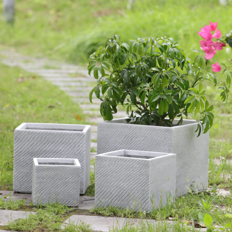 ΣΕΤ 4ΤΜΧ ΓΛΑΣΤΡΕΣ ΤΕΤΡΑΓΩΝΕΣ GARDENER HM4730 FIBERCLAY ΓΚΡΙ CEMENT 37x37x31.5Υεκ.-2