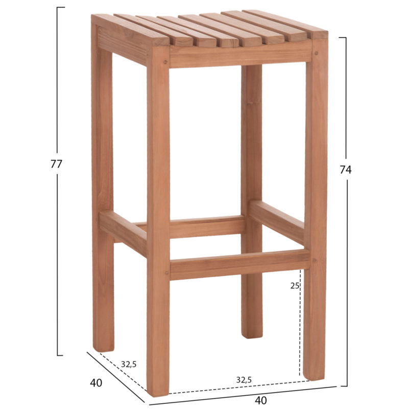 ΣΚΑΜΠΟ ΜΠΑΡ NIKOL HM18109 ΞΥΛΟ ΤΕΑΚ ΣΕ ΦΥΣΙΚΟ 40x40x77Υεκ.-2