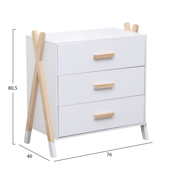 ΣΥΡΤΑΡΙΕΡΑ ΠΑΙΔΙΚH PASCHAL HM2493.03 ΜΕΛΑΜΙΝΗ-ΞΥΛΟ ΠΕΥΚΟΥ 76x40x80.5Υεκ-3