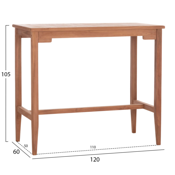 ΤΡΑΠΕΖΙ ΜΠΑΡ CRANSTON HM18111 ΞΥΛΟ ΤΕΑΚ--ΦΥΣΙΚΟ ΧΡΩΜΑ 120x60x105Υεκ.-2