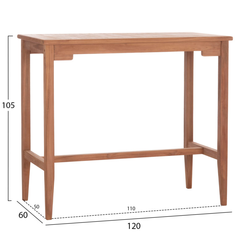 ΤΡΑΠΕΖΙ ΜΠΑΡ CRANSTON HM18111 ΞΥΛΟ ΤΕΑΚ--ΦΥΣΙΚΟ ΧΡΩΜΑ 120x60x105Υεκ.-2