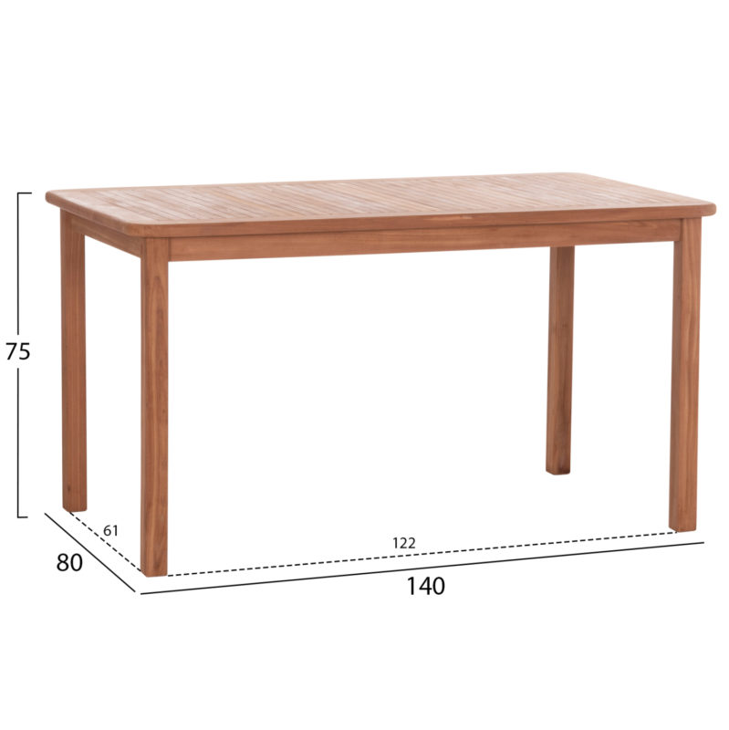 ΤΡΑΠΕΖΙ ΟΡΘΟΓΩΝΙΟ PRESSCOT HM18123 ΞΥΛΟ TEAK--ΦΥΣΙΚΟ 140x80x76Υεκ.-2