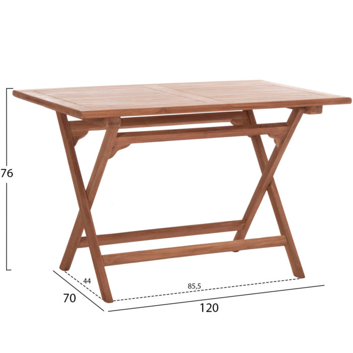 ΤΡΑΠΕΖΙ ΠΤΥΣΣΟΜΕΝΟ ΟΡΘΟΓΩΝΙΟ ERIS HM18117 ΞΥΛΟ TEAK--ΦΥΣΙΚΟ 120x70x76Υεκ.-2