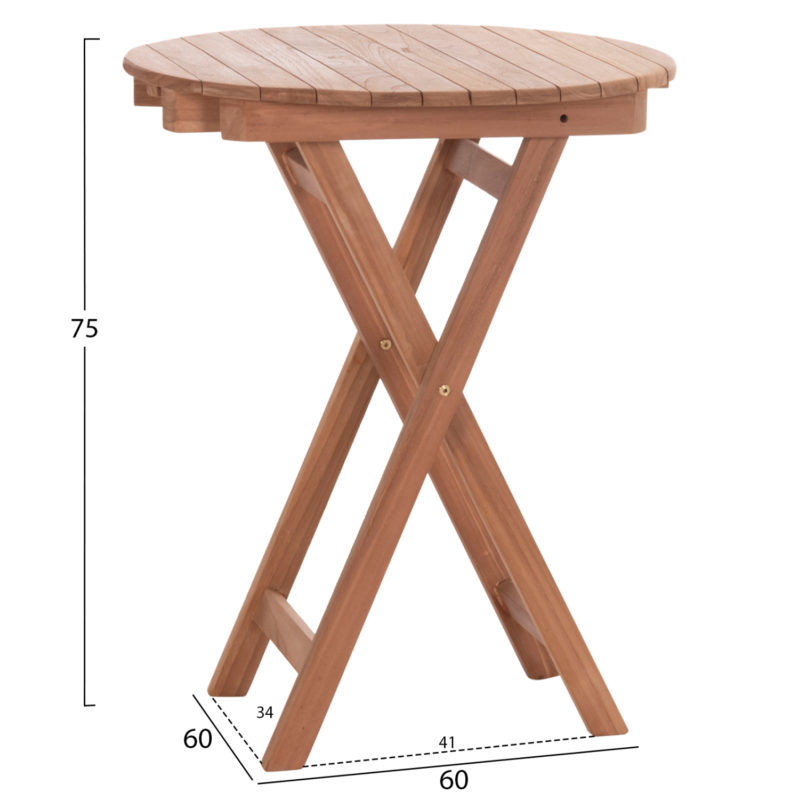 ΤΡΑΠΕΖΙ ΣΚΗΝΟΘΕΤΗ ΣΤΡΟΓΓΥΛΟ HEIDEL HM18120 ΞΥΛΟ TEAK--ΦΥΣΙΚΟ Φ60x75Υεκ.-2
