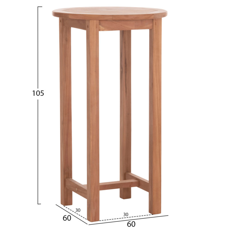ΤΡΑΠΕΖΙ/ΣΤΑΝΤ ΜΠΑΡ ΣΤΡΟΓΓΥΛΟ PRESSCOT HM18114 ΞΥΛΟ TEAK--ΦΥΣΙΚΟ Φ60x105Υεκ.-2