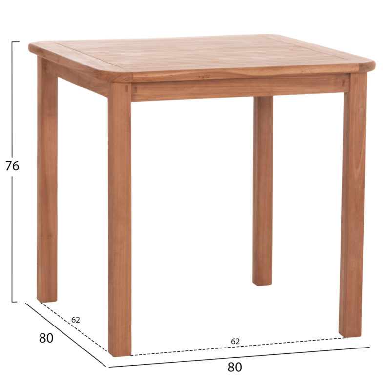 ΤΡΑΠΕΖΙ ΤΕΤΡΑΓΩΝΟ PRESSCOT HM18122 ΞΥΛΟ TEAK--ΦΥΣΙΚΟ 80x80x76Υεκ.-2