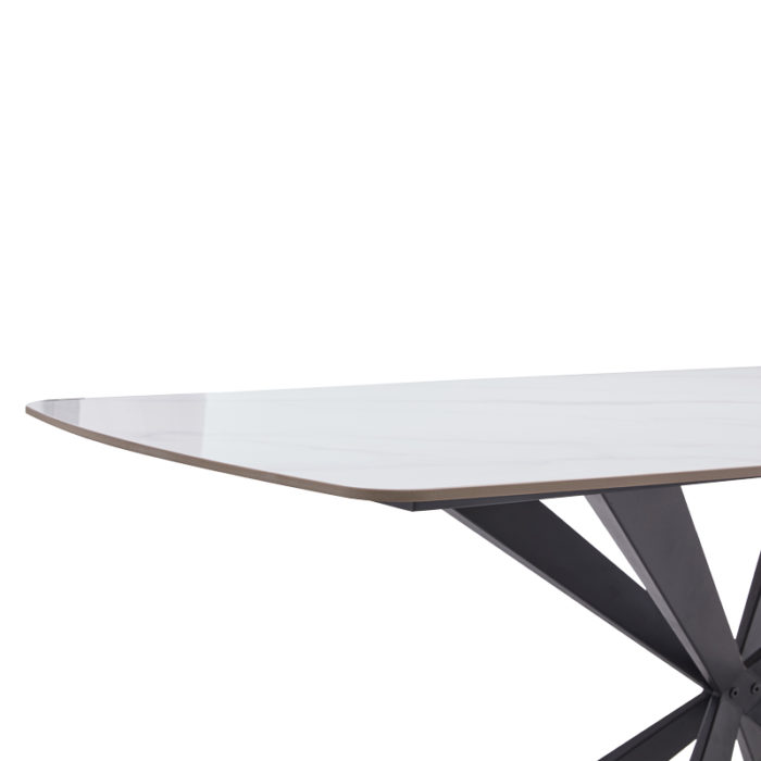 Τραπέζι Viano pakoworld sintered stone ανοιχτό γκρι-μαύρο 180x85x76εκ-2