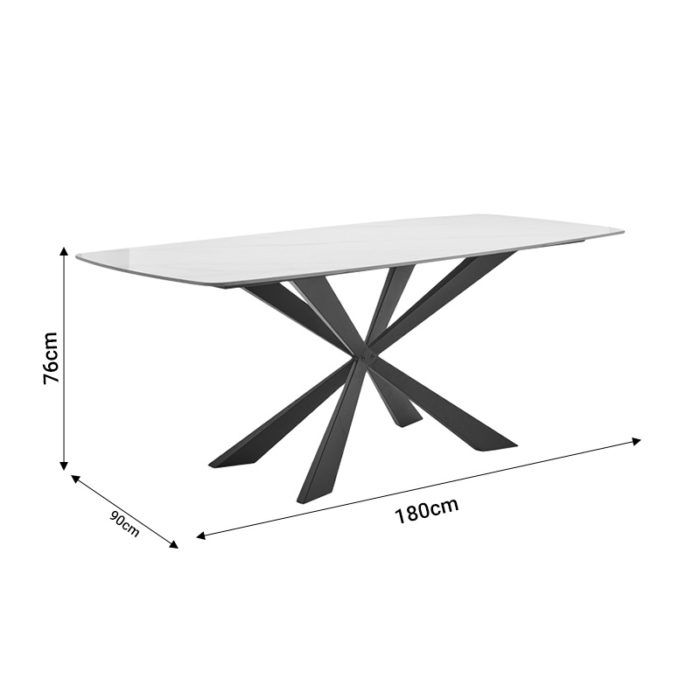 Τραπέζι Viano pakoworld sintered stone ανοιχτό γκρι-μαύρο 180x85x76εκ-3