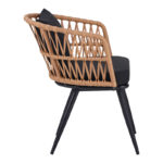Πολυθρόνα Naoki pakoworld pe rattan -metal σε φυσική απόχρωση με μαύρα πόδια/μαξιλάρι 62x60x80εκ-2