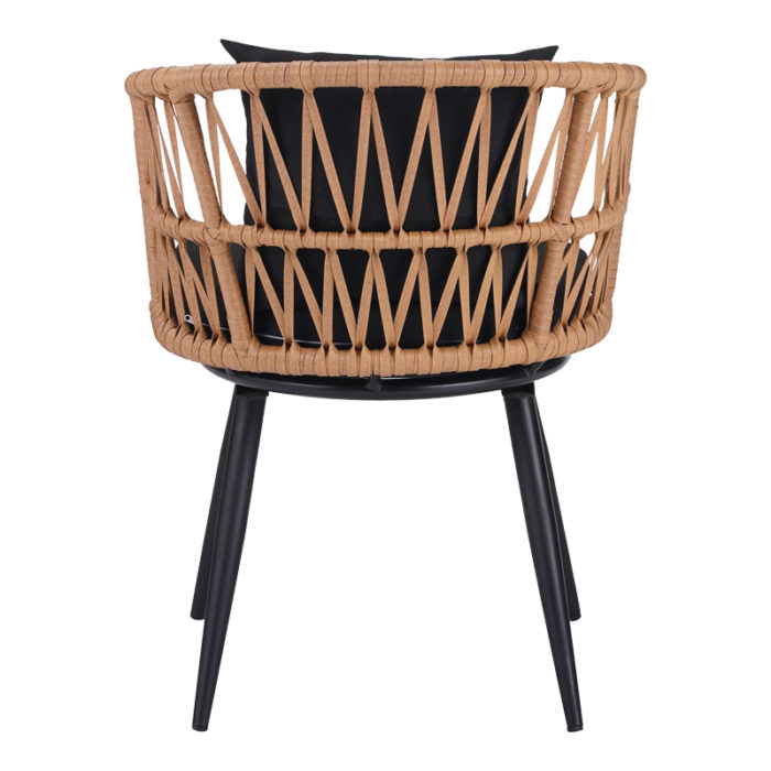 Πολυθρόνα Naoki pakoworld pe rattan -metal σε φυσική απόχρωση με μαύρα πόδια/μαξιλάρι 62x60x80εκ-3