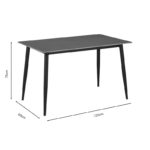 Τραπέζι Gustas pakoworld γκρι μαρμάρου sintered stone-μαύρο μέταλλο 120x60x75εκ-2
