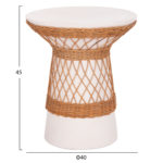 ΒΟΗΘΗΤΙΚΟ ΤΡΑΠΕΖΙ ΣΤΡΟΓΓΥΛΟ DELIA HM18167.02 FIBER CEMENT ΛΕΥΚΟ & RATTAN Φ40x45Υεκ-2