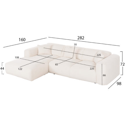 ΚΑΝΑΠΕΣ ΓΩΝΙΑ (ΑΡΙΣΤΕΡΗ) BRICKEN HM3275.02L ΛΕΥΚΟ ΥΦΑΣΜΑ 110-282x98-160x72Υεκ.-2