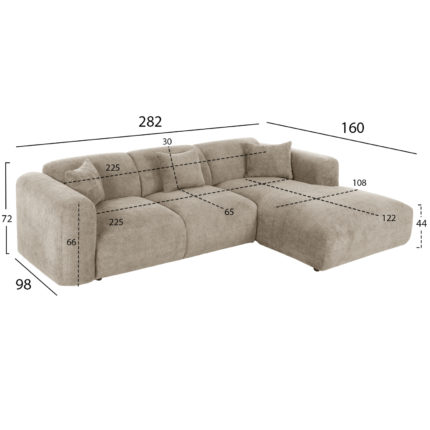 ΚΑΝΑΠΕΣ ΓΩΝΙΑ BRICKEN HM3275.01R ΜΠΕΖ ΥΦΑΣΜΑ 110-282x98-160x72Υεκ.-2