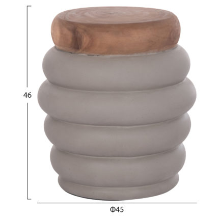 ΤΡΑΠΕΖΙ ΒΟΗΘΗΤΙΚΟ PUFFAT HM18172.03 FIBER CEMENT ΓΚΡΙ- ΞΥΛΟ TEAK TOP Φ45x46Υεκ.-2
