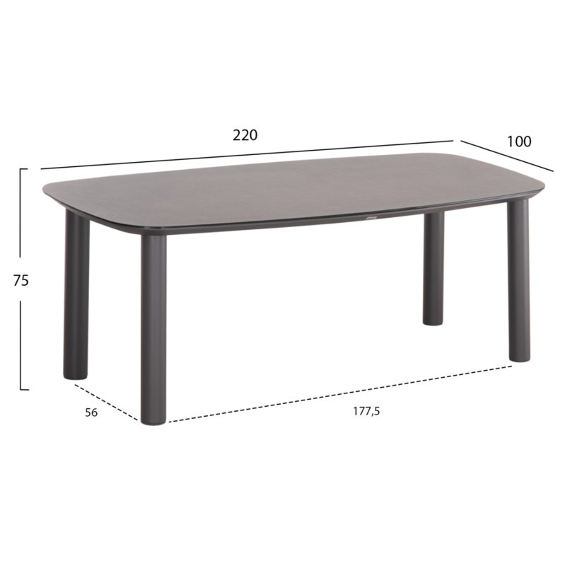 ΤΡΑΠΕΖΙ DOSUN HM6202.01 ΓΚΡΙ ΑΛΟΥΜΙΝΙΟ-3D PRINT ΓΥΑΛΙ-ΚΕΡΑΜΙΚΟ LOOK 220x100x75Υεκ-2