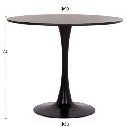 ΤΡΑΠΕΖΙ ΣΤΡΟΓΓΥΛΟ BROLIN HM18141.02 MDF TOP-ΒΑΣΗ ΜΕΤΑΛΛΙΚΗ--ΜΑΥΡΟ Φ90x73Υεκ-2