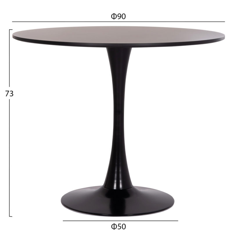 ΤΡΑΠΕΖΙ ΣΤΡΟΓΓΥΛΟ BROLIN HM18141.02 MDF TOP-ΒΑΣΗ ΜΕΤΑΛΛΙΚΗ--ΜΑΥΡΟ Φ90x73Υεκ-2
